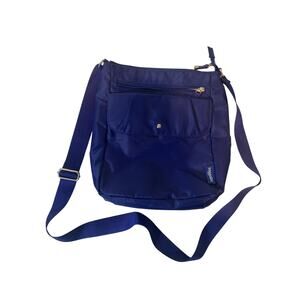 Baggalini Crossbody messenger bag Blue Nylon front zipper and pouch